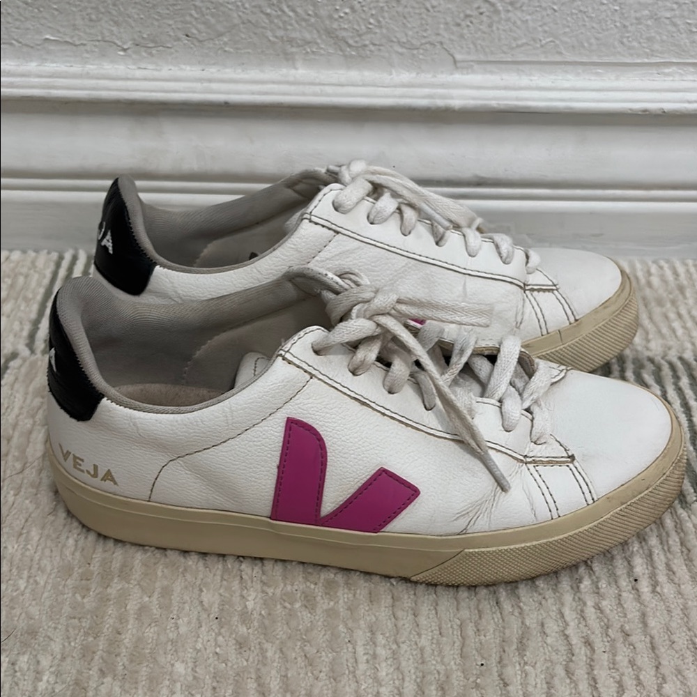 Veja White and Pink Sneakers Retro Style